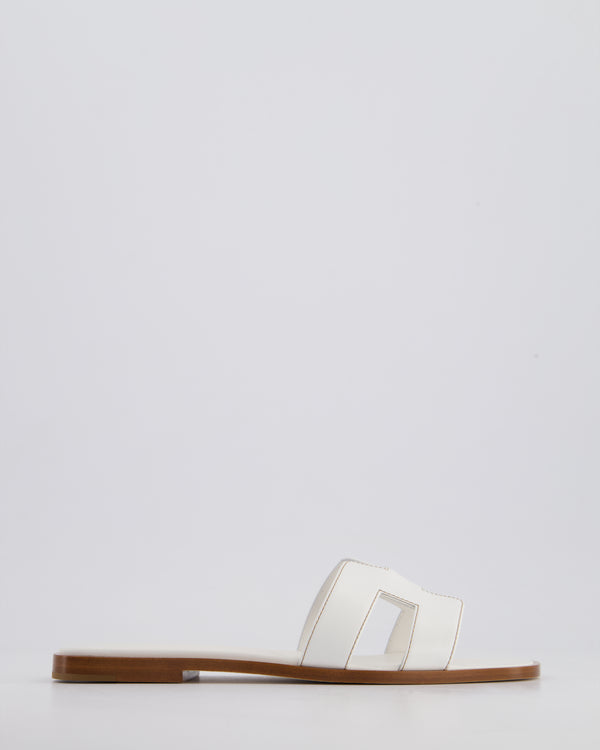 Hermès Blanc Oran Swift Sandals Size EU 38