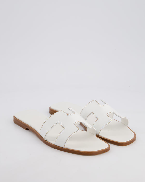Hermès Blanc Oran Swift Sandals Size EU 38