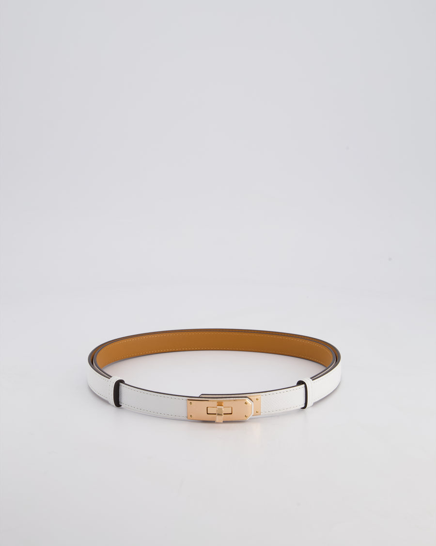 Hermès Kelly 18 Belt in Blanc Leather with Rose Gold Hardware RRP £990