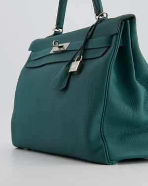Hermes Kelly 35 Retourne Bag in Vert Vertigo Togo Leather with Palladium Hardware