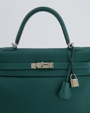 Hermes Kelly 35 Retourne Bag in Vert Vertigo Togo Leather with Palladium Hardware