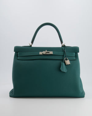 Hermes Kelly 35 Retourne Bag in Vert Vertigo Togo Leather with Palladium Hardware