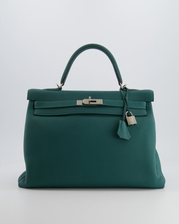 Hermes Kelly 35cm in Vert Vertigo Togo Leather with Palladium Hardware