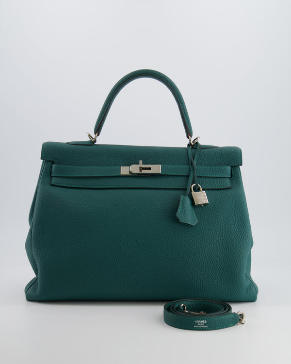 Hermes Kelly 35cm in Vert Vertigo Togo Leather with Palladium Hardware