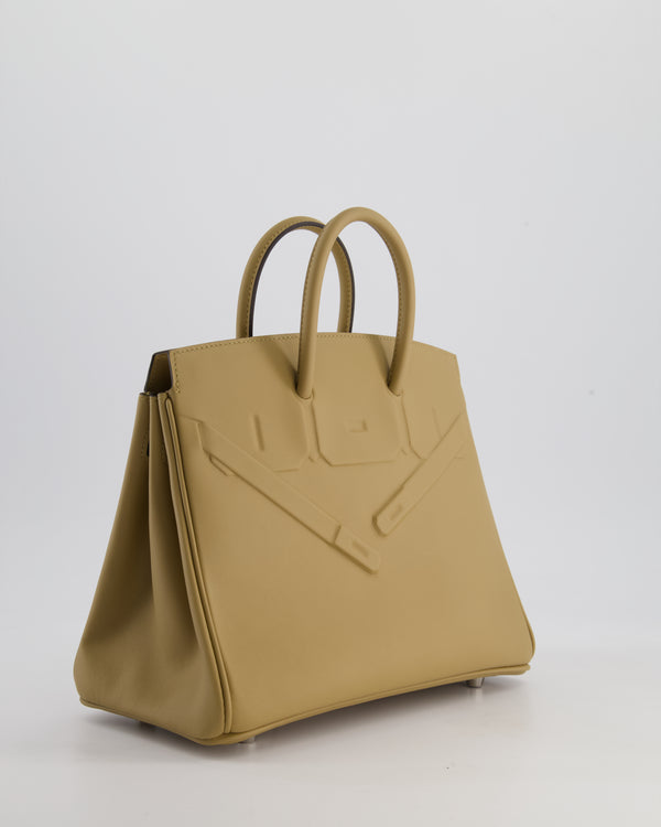 *EXTRA RARE* Hermès Birkin Shadow Retourne 25cm Bag in Poussiere Swift Leather with Palladium Hardware
