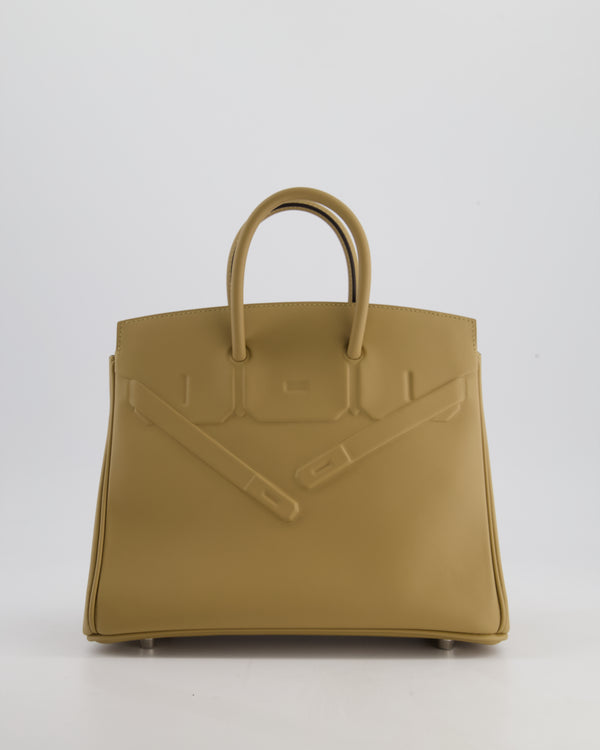*EXTRA RARE* Hermès Birkin Shadow Retourne 25cm Bag in Poussiere Swift Leather with Palladium Hardware