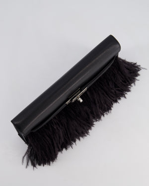 *EXTRA RARE* Hermès Kelly Elan Folie Bag in Noir Chevrè Chamkila Leather with Ostrich Feathers and Palladium Hardware