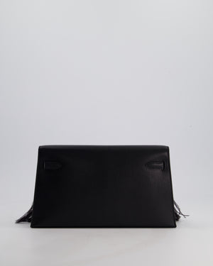 *EXTRA RARE* Hermès Kelly Elan Folie Bag in Noir Chevrè Chamkila Leather with Ostrich Feathers and Palladium Hardware