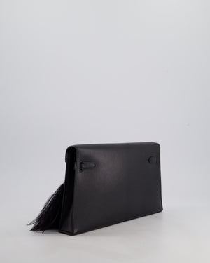 *EXTRA RARE* Hermès Kelly Elan Folie Bag in Noir Chevrè Chamkila Leather with Ostrich Feathers and Palladium Hardware