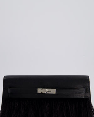 *EXTRA RARE* Hermès Kelly Elan Folie Bag in Noir Chevrè Chamkila Leather with Ostrich Feathers and Palladium Hardware