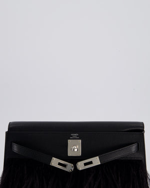 *EXTRA RARE* Hermès Kelly Elan Folie Bag in Noir Chevrè Chamkila Leather with Ostrich Feathers and Palladium Hardware