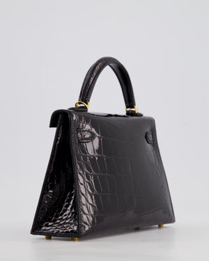 *SUPER RARE* Hermès Mini Kelly II 20cm Bag in Noir Alligator Mississippiensis Leather with Gold Hardware