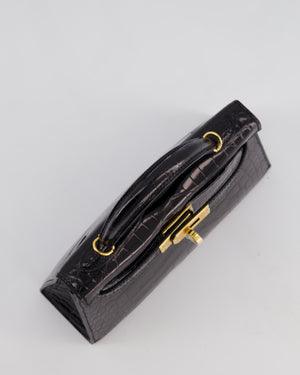 *SUPER RARE* Hermès Mini Kelly II 20cm Bag in Noir Alligator Mississippiensis Leather with Gold Hardware