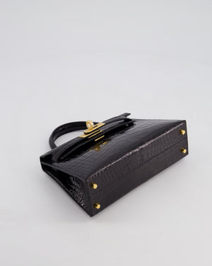 *SUPER RARE* Hermès Mini Kelly II 20cm Bag in Noir Alligator Mississippiensis Leather with Gold Hardware
