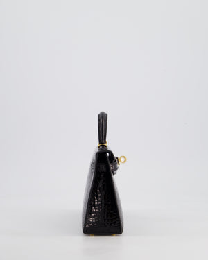 *SUPER RARE* Hermès Mini Kelly II 20cm Bag in Noir Alligator Mississippiensis Leather with Gold Hardware