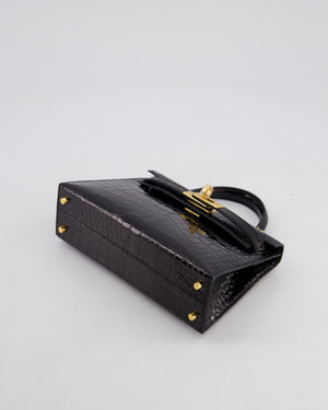 *SUPER RARE* Hermès Mini Kelly II 20cm Bag in Noir Alligator Mississippiensis Leather with Gold Hardware