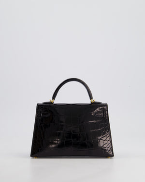 *SUPER RARE* Hermès Mini Kelly II 20cm Bag in Noir Alligator Mississippiensis Leather with Gold Hardware