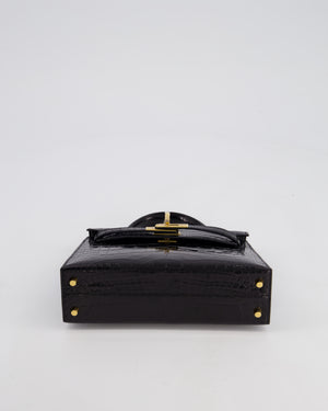 *SUPER RARE* Hermès Mini Kelly II 20cm Bag in Noir Alligator Mississippiensis Leather with Gold Hardware