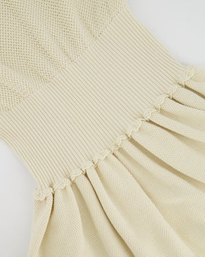 Chanel Cream Knit Sleeveless Mini Dress with Gold CC Logo Detail Size FR 38 (UK 10)