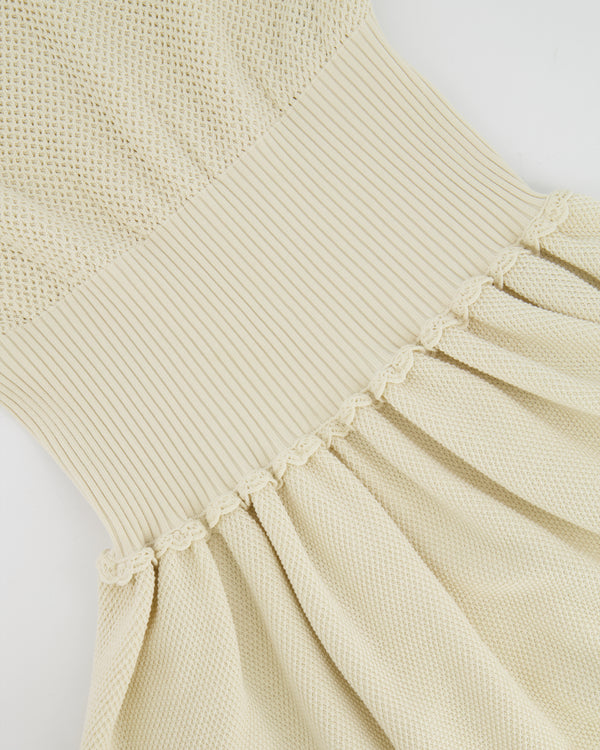 Chanel Cream Knit Sleeveless Mini Dress with Gold CC Logo Detail Size FR 38 (UK 10)