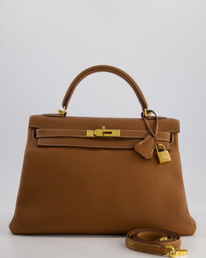 Hermès Kelly Bag 32cm Retourne in Gold Togo Leather with Gold Hardware