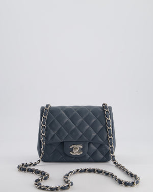 Chanel Grey Mini Square Single Flap Bag in Lambskin Leather with Silver Hardware