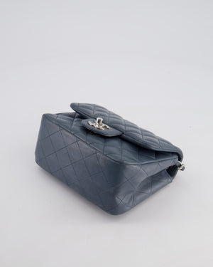 Chanel Grey Mini Square Single Flap Bag in Lambskin Leather with Silver Hardware