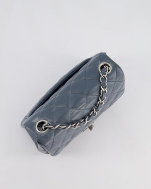 Chanel Grey Mini Square Single Flap Bag in Lambskin Leather with Silver Hardware