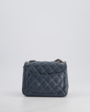 Chanel Grey Mini Square Single Flap Bag in Lambskin Leather with Silver Hardware