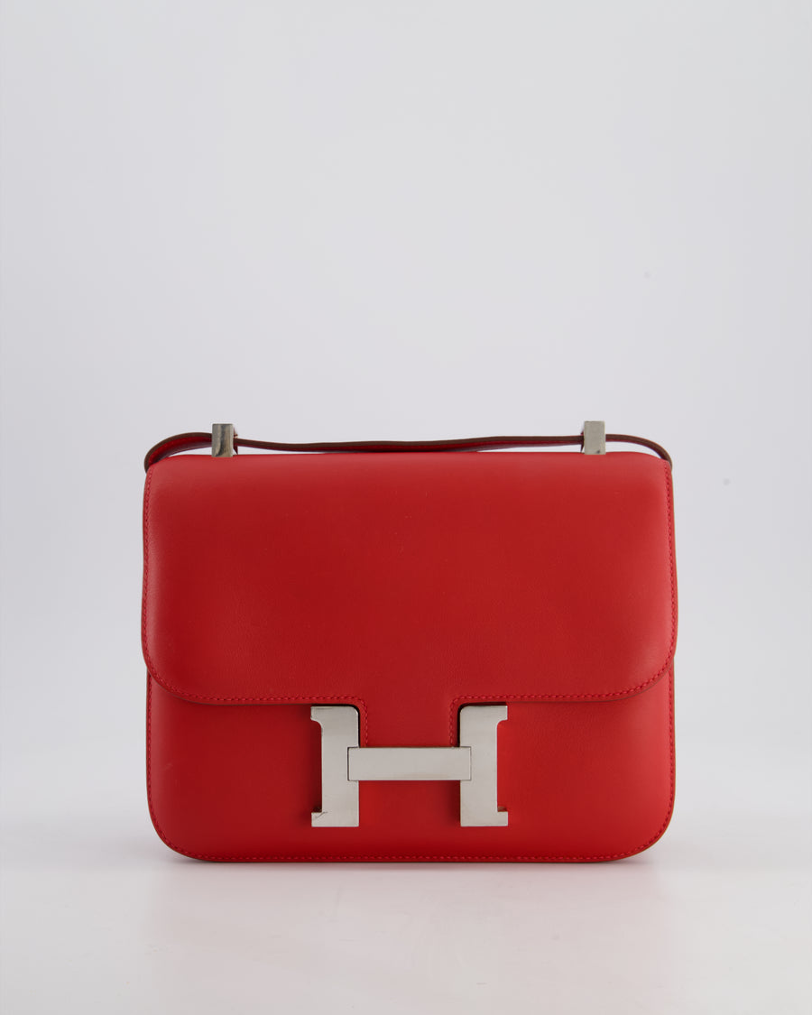 *FIRE PRICE* Hermès Constance III 24 Bag in Rouge Vif Evercolor Leather with Palladium Hardware