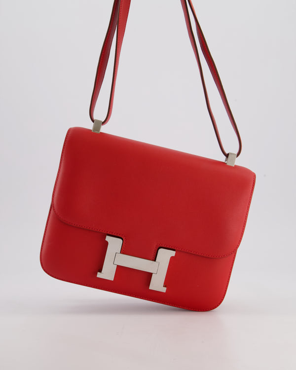*FIRE PRICE* Hermès Constance 24cm Bag in Rouge Vif Evercolor Leather with Palladium Hardware