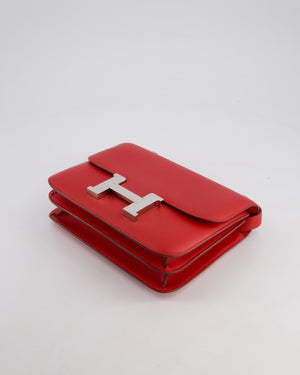 *FIRE PRICE* Hermès Constance III 24 Bag in Rouge Vif Evercolor Leather with Palladium Hardware