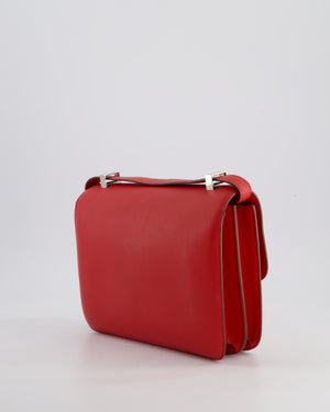 *FIRE PRICE* Hermès Constance III 24 Bag in Rouge Vif Evercolor Leather with Palladium Hardware