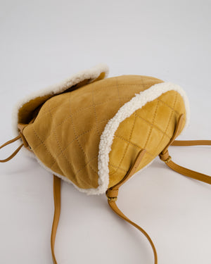 Chanel Coco Neige Shearling Trimmed Suede Backpack with Brushed Gold Hardware