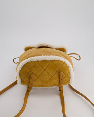 Chanel Coco Neige Shearling Trimmed Suede Backpack with Brushed Gold Hardware