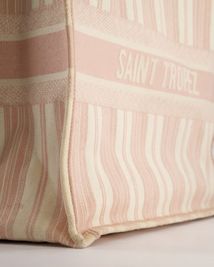*FIRE PRICE* Christian Baby Pink and Cream Stripe St Tropez Canvas Large Book Tote Bag