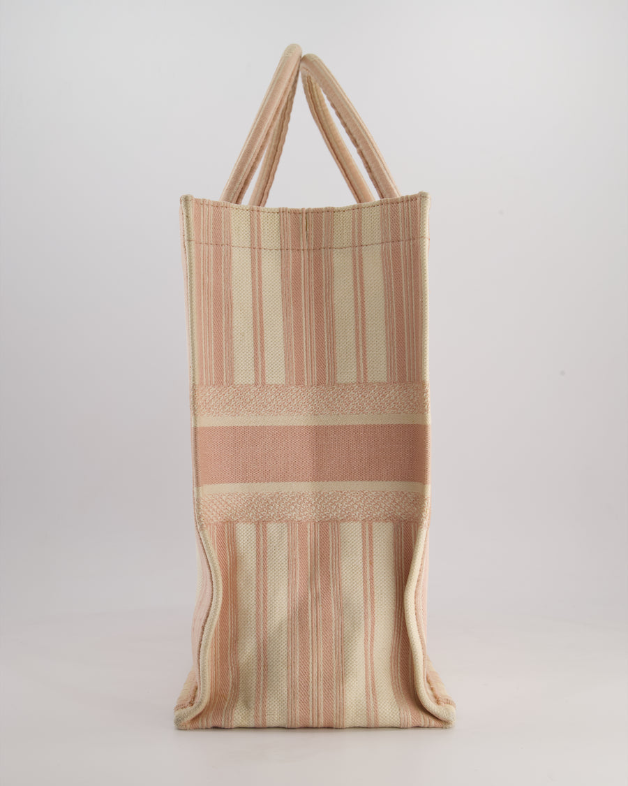 *FIRE PRICE* Christian Baby Pink and Cream Stripe St Tropez Canvas Large Book Tote Bag