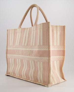 *FIRE PRICE* Christian Baby Pink and Cream Stripe St Tropez Canvas Large Book Tote Bag