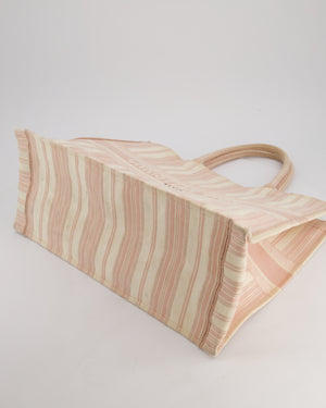 *FIRE PRICE* Christian Baby Pink and Cream Stripe St Tropez Canvas Large Book Tote Bag