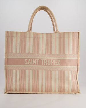 *FIRE PRICE* Christian Baby Pink and Cream Stripe St Tropez Canvas Large Book Tote Bag
