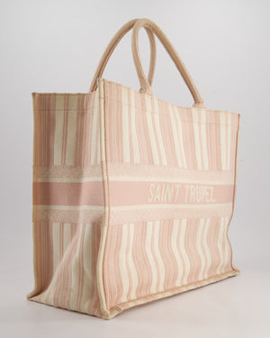 *FIRE PRICE* Christian Baby Pink and Cream Stripe St Tropez Canvas Large Book Tote Bag
