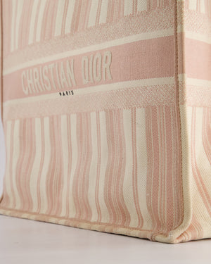 *FIRE PRICE* Christian Baby Pink and Cream Stripe St Tropez Canvas Large Book Tote Bag