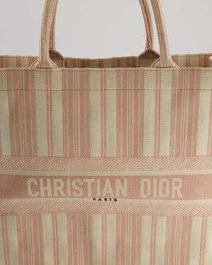 *FIRE PRICE* Christian Baby Pink and Cream Stripe St Tropez Canvas Large Book Tote Bag