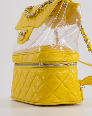 Chanel Yellow Aquarium Backpack Bag in Crumpled Calfskin Leather with Silver Hardware