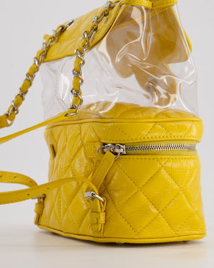 Chanel Yellow Aquarium Backpack Bag in Crumpled Calfskin Leather with Silver Hardware