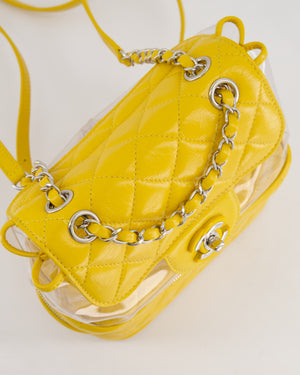 Chanel Yellow Aquarium Backpack Bag in Crumpled Calfskin Leather with Silver Hardware