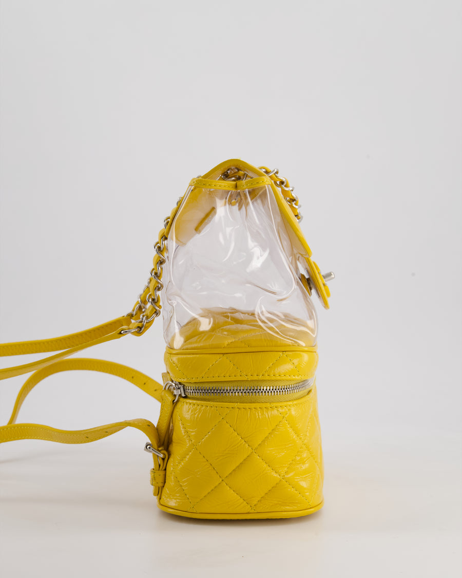 Chanel Yellow Aquarium Backpack Bag in Crumpled Calfskin Leather with Silver Hardware