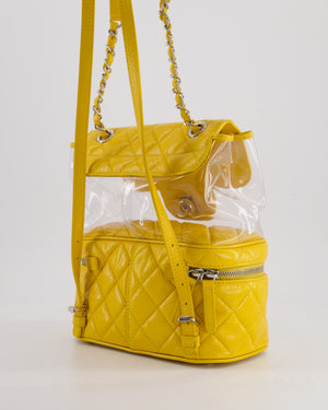 Chanel Yellow Aquarium Backpack Bag in Crumpled Calfskin Leather with Silver Hardware