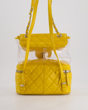 Chanel Yellow Aquarium Backpack Bag in Crumpled Calfskin Leather with Silver Hardware