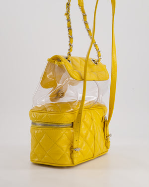 Chanel Yellow Aquarium Backpack Bag in Crumpled Calfskin Leather with Silver Hardware